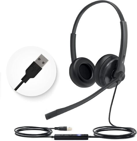 Yealink UH34 Lite Wired Headset,USB-A, Noise Canceling Mic,in-Line Controls in Kuwait