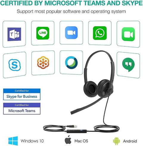 Yealink UH34 Lite Wired Headset,USB-A, Noise Canceling Mic,in-Line Controls in Kuwait