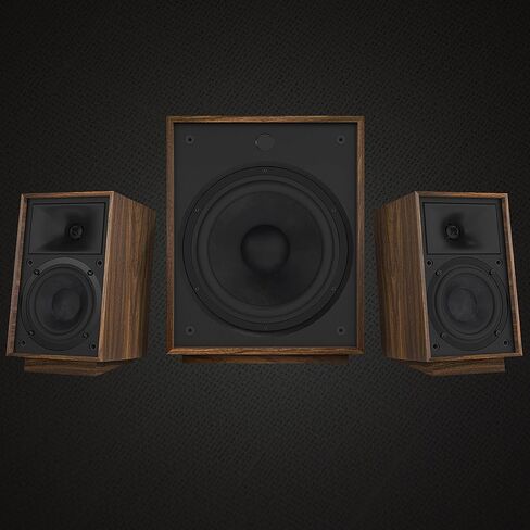 Klipsch ProMedia Heritage 2.1 Multimedia Mid Century Modern Desktop Computer Speaker Monitors with 8" Subwoofer, Matte Black in Kuwait