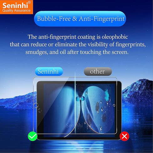 seninhi [عبوة من قطعتين لجهاز iPad 9th 8th الجيل السابع (10.2 بوصة، iPad9/iPad8/iPad7، 2021&2020&2019) واقي شاشة من الزجاج المقوى عالي الدقة [مع إطار سهل التركيب] [صلابة 9H] [مضاد للخدش] [خالٍ من الفقاعات]- واضح in Kuwait