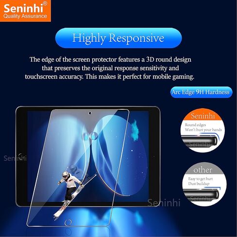 seninhi [عبوة من قطعتين لجهاز iPad 9th 8th الجيل السابع (10.2 بوصة، iPad9/iPad8/iPad7، 2021&2020&2019) واقي شاشة من الزجاج المقوى عالي الدقة [مع إطار سهل التركيب] [صلابة 9H] [مضاد للخدش] [خالٍ من الفقاعات]- واضح in Kuwait