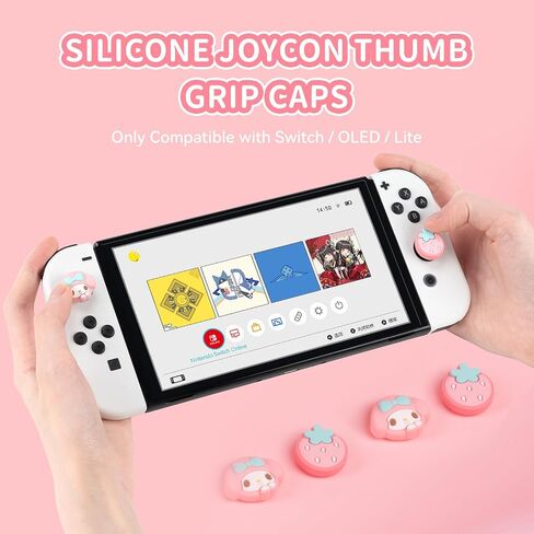 Cute Pocket Monsters Joycon Thumb Grip Caps Compatible with Nintendo Switch, Soft Silicone Joystick Cover for Nintendo Switch/OLED/Lite Controller, 4PCS (Banana & Pacha Dog) in Kuwait