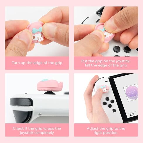 Cute Pocket Monsters Joycon Thumb Grip Caps Compatible with Nintendo Switch, Soft Silicone Joystick Cover for Nintendo Switch/OLED/Lite Controller, 4PCS (Banana & Pacha Dog) in Kuwait