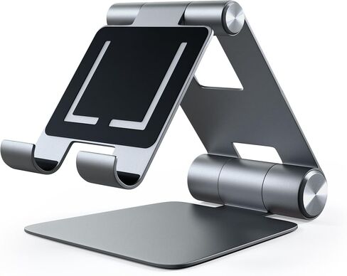 حامل كمبيوتر لوحي قابل للطي متعدد الزوايا من Satechi R1 - متوافق مع iPad Pro M2/ M1، iPad Air M1، iPad Mini، iPhones 15/14/13/12 والمزيد (فضي) in Kuwait