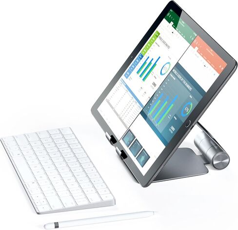حامل كمبيوتر لوحي قابل للطي متعدد الزوايا من Satechi R1 - متوافق مع iPad Pro M2/ M1، iPad Air M1، iPad Mini، iPhones 15/14/13/12 والمزيد (فضي) in Kuwait