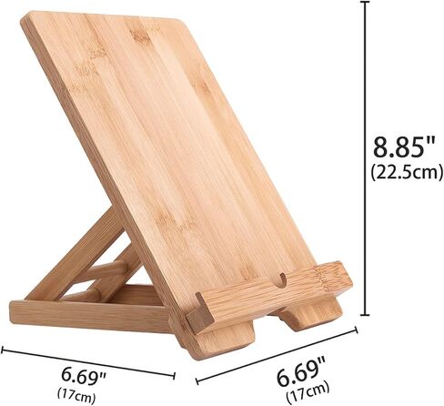 Bamboo Tablet Stand Holder Adjustable Folding Wood iPad Stand with Chargeable Hole for Desk iPad Cooking Stand in Kuwait