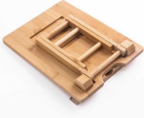 Bamboo Tablet Stand Holder Adjustable Folding Wood iPad Stand with Chargeable Hole for Desk iPad Cooking Stand in Kuwait