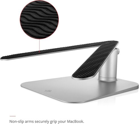 حامل Twelve South HiRise Pro لأجهزة iMac/شاشات العرض/الشاشات، حامل قابل لضبط الارتفاع مع مساحة تخزين، واجهة أمامية قابلة للعكس + ترصيع جلدي (فضي) in Kuwait
