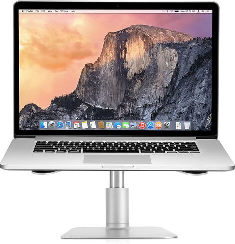 حامل Twelve South HiRise Pro لأجهزة iMac/شاشات العرض/الشاشات، حامل قابل لضبط الارتفاع مع مساحة تخزين، واجهة أمامية قابلة للعكس + ترصيع جلدي (فضي) in Kuwait