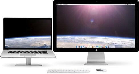 حامل Twelve South HiRise Pro لأجهزة iMac/شاشات العرض/الشاشات، حامل قابل لضبط الارتفاع مع مساحة تخزين، واجهة أمامية قابلة للعكس + ترصيع جلدي (فضي) in Kuwait