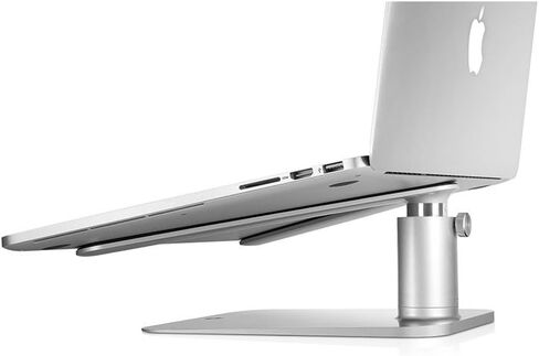 حامل Twelve South HiRise Pro لأجهزة iMac/شاشات العرض/الشاشات، حامل قابل لضبط الارتفاع مع مساحة تخزين، واجهة أمامية قابلة للعكس + ترصيع جلدي (فضي) in Kuwait