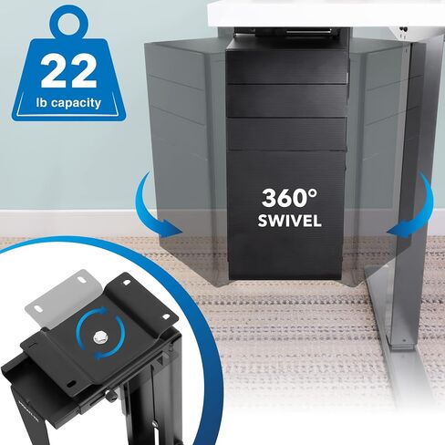 CPU Under Desk Mount Bracket - Computer Tower Wall and Under Counter Holder, 360 Degree Swivel Adjustable Height and Width Wall-Mountable in Kuwait