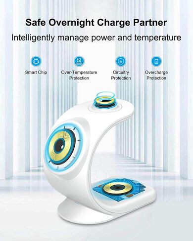 Magsafe Charger Stand, Wireless 3 in 1 Charger with QC3.0 Adapter, Magnetic Wireless Charger Compatible with iPhone 15,14,13,12 Pro Max/Pro/Mini/Plus, iWatch se/8/7/6/5/4/3/2, AirPods(Black) in Saudi Arabia