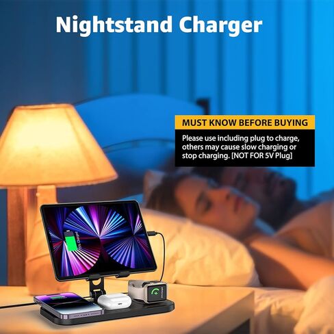 دوب شاحن لاسلكي متوافق مع ايفون 13 12 11 برو ماكس ميني SE XS 8P، قاعدة شحن لاسلكية 3 في 1 لسماعات ايربودز برو/1/2/3، حامل شاحن ساعة لساعة اي ووتش 7 اس اي 6 5 4 3 2 1 in Kuwait