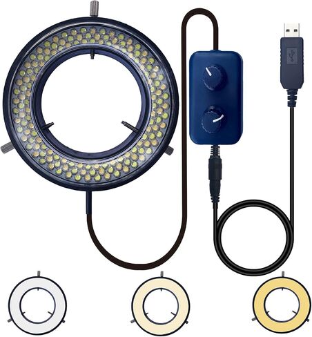 Microscope Light LED Ring Illuminator, USB 144 RGB LED Color Adjustable Lamp for Industry Electronic Monocular Binocular Trinocular Stereo Microscope Camera in Kuwait
