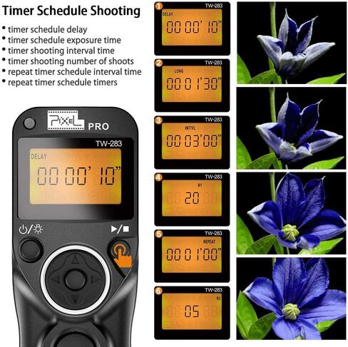Pixel TW-283/DC2 LCD Wireless Shutter Release Timer Remote Control for Nikon Z6 Z7 D3100 D3200 D3300 D5000 D5100 D5200 D5300 D5500 D90 D7000 D7100 D7200 D600 D610 D750 in Saudi Arabia