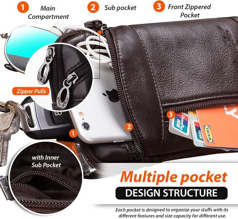 Hengwin Small Leather Crossbody Shoulder Bag Men Belt Clip Phone Holster Case Belt Loop Pouch Waist Bag Pack Fit for iPhone 15 14 13 Pro Max 8 7 6 Plus Galaxy Note 9 8 S24/S23 Ultra S9/S8 Plus (Black) in Saudi Arabia