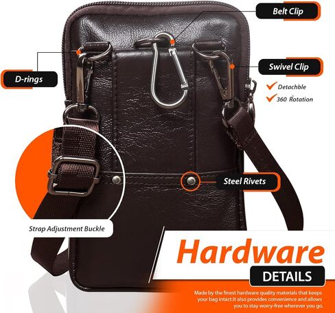 Hengwin Small Leather Crossbody Shoulder Bag Men Belt Clip Phone Holster Case Belt Loop Pouch Waist Bag Pack Fit for iPhone 15 14 13 Pro Max 8 7 6 Plus Galaxy Note 9 8 S24/S23 Ultra S9/S8 Plus (Black) in Saudi Arabia