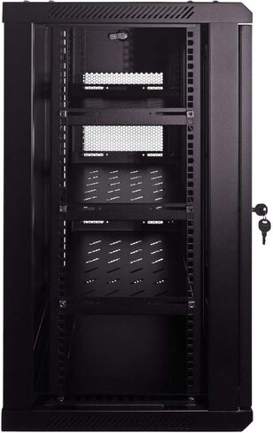 Navepoint 15U Deluxe IT Wallmount Cabinet Enclosure 19-Inch Server Network Rack with Locking Perforated Door 16-Inches Deep Black with/Shelves in Saudi Arabia