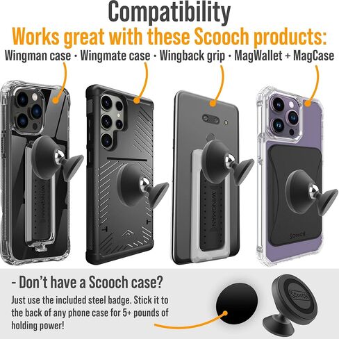 Scooch MagSafe Car Mount Compatible with Any Smartphone [MagMount] Compatible with MagSafe, Strong Magnets, Fully Adjustable Magnetic Car Mount, Sticks to Dashboard, Works Best MagCase in Kuwait