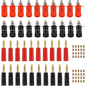Hilitchi 40 Pcs Binding Posts Terminals 4mm Banana Plug Socket (20pcs) + Red and Black Gold Plated 4mm Banana Plugs(20pcs) for Arduino in Kuwait
