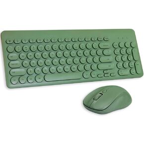 Arcwares Wireless Keyboard and Mouse Combo, Sweet Green Cute Keyboard, 2.4G USB Ergonomic Full-Sized Mute Keyboard for Computer, Laptop, PC Desktops, Mac