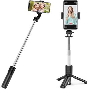 حامل ثلاثي عصا سيلفي للهاتف الخلوي، 2 في 1 عصا سيلفي بلوتوث وحامل ثلاثي القوائم، حامل ثلاثي عصا سيلفي من سبائك الألومنيوم مع جهاز تحكم لاسلكي ودوران 360 درجة لتسجيل السيلفي/الفيديو/الصور/البث المباشر/مدونة الفيديو in Kuwait