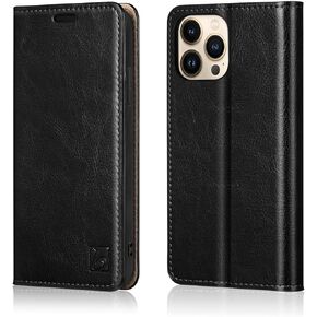 Belemay Compatible with iPhone 13 Pro Wallet Case, Protective Genuine Leather Flip with RFID Blocking Card Holders [Undetachable Soft Interior Shell] Folio Cover for Men Women (6.1-inch 2021) Brown
