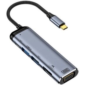 chenyang USB C HUB,USB Type C to HDMI ＆ VGA ＆ 2 USB A Data Ports HUB Converter HDTV Multiport Adapter 4K 60hz 1080P with 100W PD Power Port