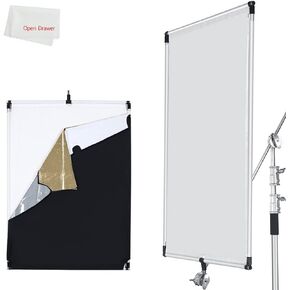 OPEN DRAWER Sun Scrim 2.95 x 3.9 feet / 35 x 47 inch 5in1 Panel Sun Scrim Translucent Soft Cloth and Gold/Silver/Black/White Diffuser Reflector Aluminum Alloy Frame Compatible Video Photography in Saudi Arabia
