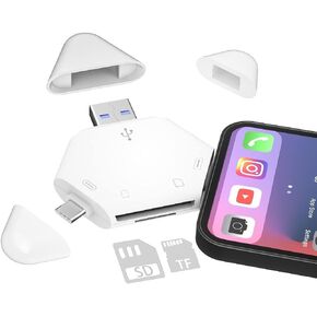 قارئ بطاقة SD/TF 3 في 1 لأجهزة USB-C، USB-A، أجهزة USB الصغيرة، قارئ بطاقات الذاكرة المحمولة، محول بطاقة SD للكاميرا لـ SD، SDXC، SDHC، MMC، RS-MMC، Micro SD، Micro SDXC، Micro SDHC، بطاقات HS-I in Kuwait