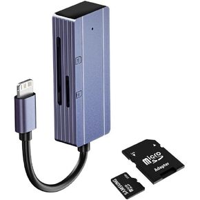 sunshot SD Card Reader for iPhone iPad Camera, Dual Card Slot Memory Card Reader Supports SD and TF Card Trail Camera Viewer SD Card Adapter Portable Micro Sd Card Reader Plug and Play