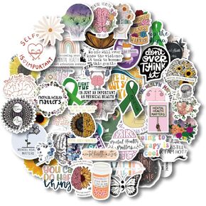 ملصقات من الفينيل للصحة العقلية، ملصقات فينيل للصحة العقلية لزجاجة المياه، دفتر الملاحظات، الكمبيوتر المحمول، السيارة، الهاتف، هدايا الصحة العقلية، هدايا المعالج in Kuwait