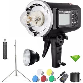 Godox AD600BM Flash Bowens Mount with 2.8m Stainless Light Stand 600Ws GN87 High-Speed Sync Outdoor Flash Strobe Light with 2.4G Wireless X System, 8700mAh Battery to Provide 500 Full Power Flashes in Kuwait
