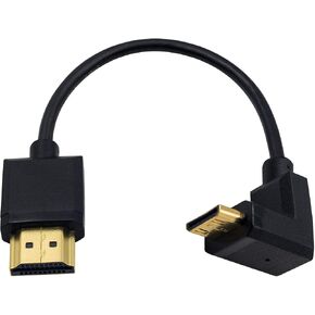 Duttek Mini HDMI إلى كابل HDMI قياسي، كابل HDMI إلى Mini HDMI، كابل HDMI صغير بزاوية 90 درجة رفيع للغاية إلى HDMI ذكر يدعم 4K Ultra HD، 1080p، ثلاثي الأبعاد (HDMI 2.0) (15 سم/6 بوصة) in Kuwait
