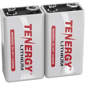 بطاريات ليثيوم Tenergy 9V، بطاريات غير قابلة لإعادة الشحن بقدرة 1200 مللي أمبير في الساعة، بطاريات ليثيوم 9 فولت ذات عمر افتراضي 10 سنوات، 4 عبوات