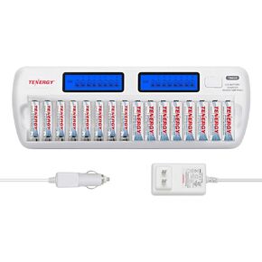 Tenergy TN438 16 Bay Battery Charger for AAA and AA Rechargeable Batteries, AA/AAA NiMH/NiCd Rechargeable Batteries Charger with AC Wall Adapter and Car Adapter in Saudi Arabia