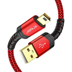 JSAUX Mini USB Cable, 2-Pack (3.3FT+6.6FT), USB 2.0 A to Mini B,Red in Kuwait