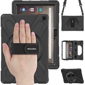 BRAECN Case for Amazon Fire HD 10 11th Generation 2021 / Amazon Fire HD 10 11th Generation 2021, Heavy Duty Kids Case with Hand Strap, Kickstand and Shoulder Strap for Fire HD 10 2021 Tablet-Blue