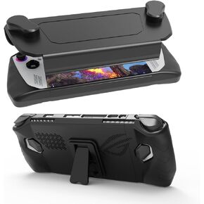 EJGAME Upgraded Ultra Slim TPU Protective Case with Front Cover Compatible with ASUS ROG Ally, Shock-Absorption, Non-Slip and Anti-Scratch Design Cover Protector (Black)