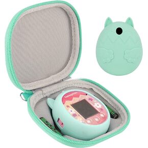 Qiteyz Portable Mini Toy Carrying Storage Case,Silicone Cover Case Compatible with Tamagotchi Pix Virtual Pet - 2 in 1(Case Only) (Blue)
