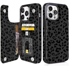 Leather Flip Case Wallet Compatible with iPhone 14 Plus 6.7" Card Holder Slim Cow Print Sleeve Wallet with Card Slots Shockproof Protective Shell Case for iPhone 14 Plus 6.7“ in Kuwait