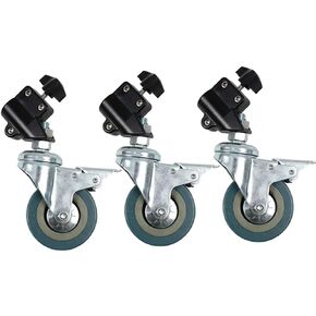 طقم عجلات التصوير لمنصة الضوء مع أطراف ساق أنبوبية 2.23 سم / 22 مم، عجلات دوار فيديو استوديو، حزمة من 3 in Kuwait