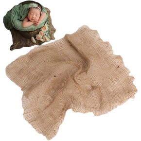 Zeroest Newborn Baby Photography Props Jute Layer Linen Blanket Newborn Boy Girl Photoshoot Basket Layering Piece Burlap Background (Linen 1)