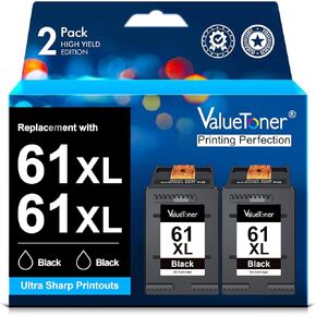 Valuetoner Remanufactured Ink Cartridges Replacement for HP 61XL 61 XL to use with Envy 4500 Deskjet 1000 1056 1510 1512 1010 1055 OfficeJet 4630 Printer (2 Black)