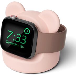 AFOOYO Bear Charger Stand Silicone Dock Holder for Apple Watch Series Ultra2/Ultra/10/9/8/SE2/7/6/SE/5/4/3/2/1 (49/46/45/44/42/41/40/38mm),iWatch Charging Dock,Supports Nightstand Mode,Brown in Kuwait