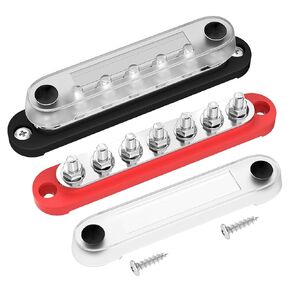 DaierTek Battery Bus Bar 12V Marine 7 x 1/4" (M6) Power Distribution Block with Cover 12V - 48V Positive & Negative Busbar Terminal Block for Automotive Car Boat in Saudi Arabia