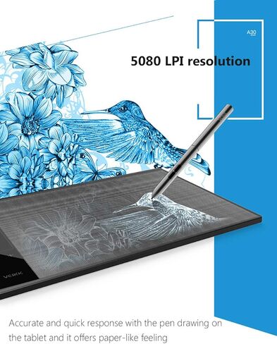 تابلت رسم جرافيك رقمي A30 من مولارتو مقاس 10 × 6 انش مع قلم 8192 مستوى للمس الذكي بالايماءات اليسرى واليمنى مع 4 مفاتيح تعمل باللمس in Kuwait