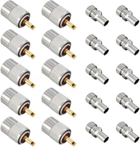 ESUMIC ESUMIC PL259 موصل لحام مع مقلل لكابل المحور المحور RG8X حزمة 10 in Kuwait