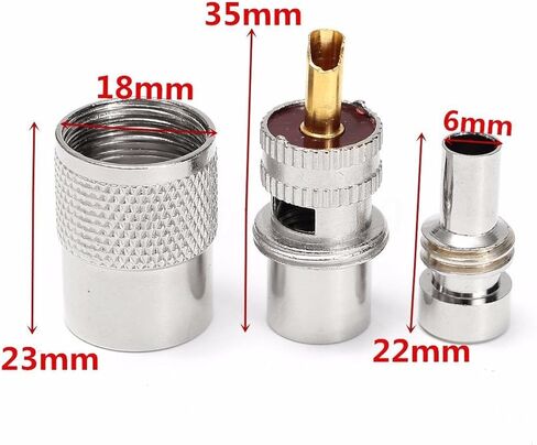 ESUMIC ESUMIC PL259 موصل لحام مع مقلل لكابل المحور المحور RG8X حزمة 10 in Kuwait